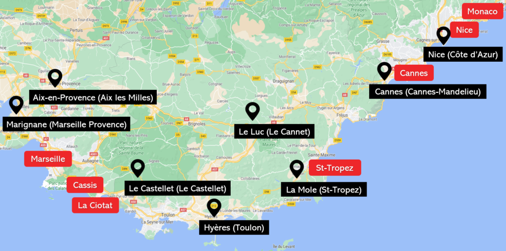 Holidays in French Riviera Map