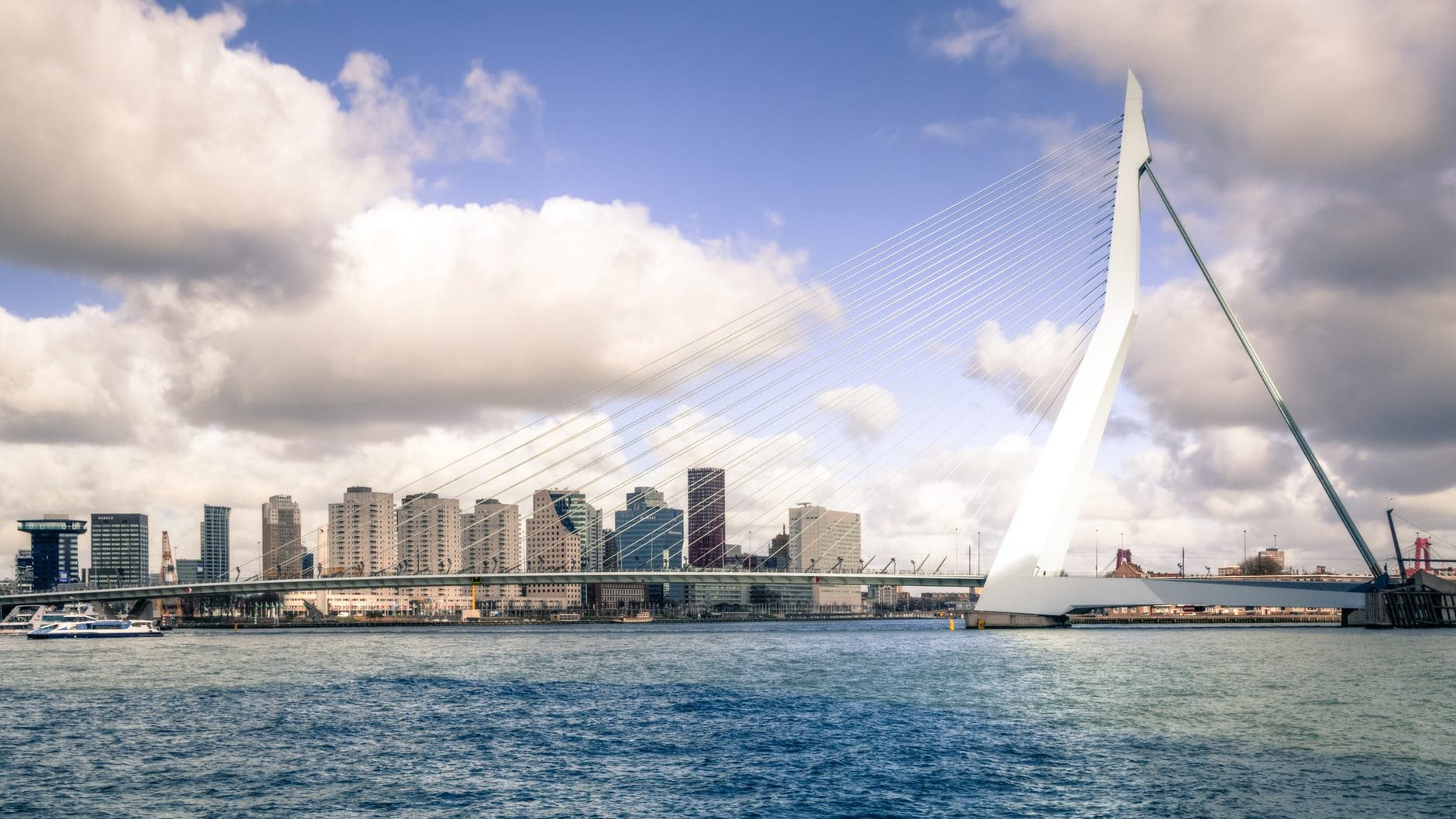Le pont Erasme vue depuis un vol Paris Rotterdam