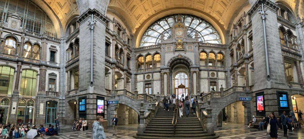 The historic central station of Antwerp, Belgium