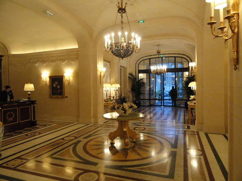 Luxury hotel reception tourism in paris