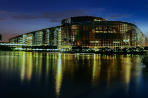 European Parliament Strasbourg night
